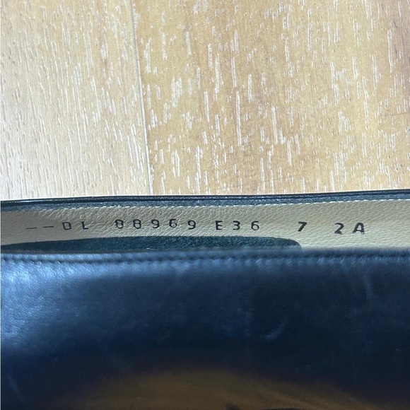 Salvatore Ferragamo Women’s Black and Gold Peep-Toe Heels - Picture 10 of 11